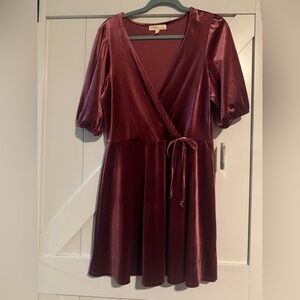 BeBop wine colored velvet Midi Dress